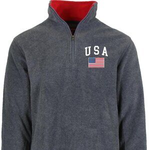 JH DESIGN Men’s USA Quarter Zip Thermal Fleece Pullover Long Sleeve Sweatshirt